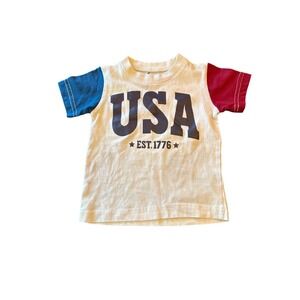 Toddler Tee By Made‎ By Molly 2T Cotton Red & Blue Sleeves Patriotic Design